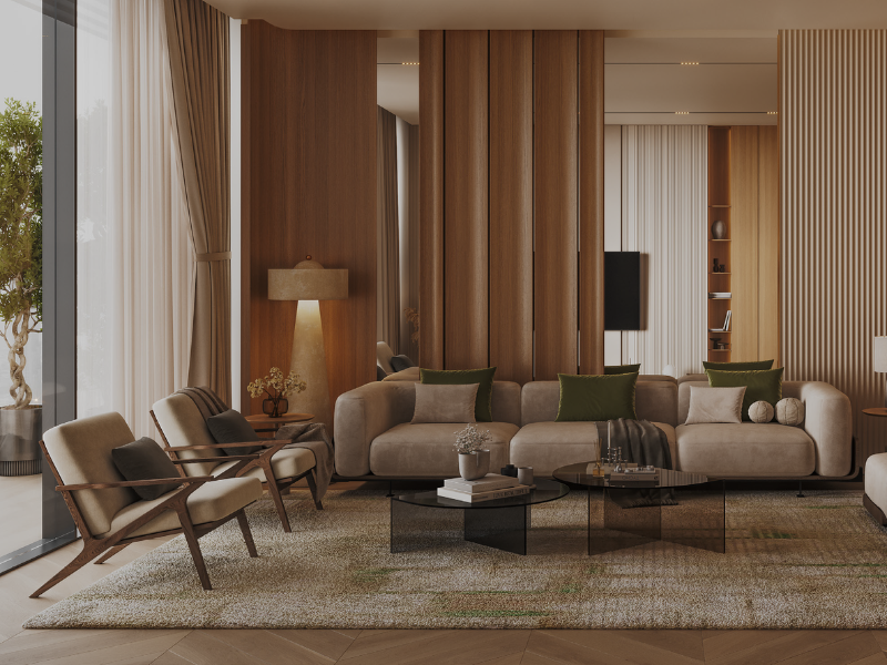 spcious and comfortable living room in Binghatti Grove