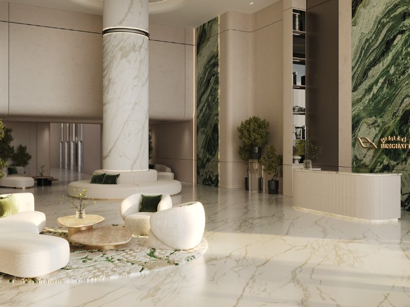 The Lobby design for Binghatti Grove in JVC